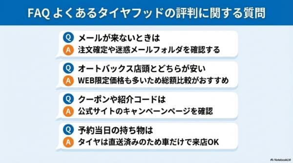よくあるタイヤフッドの評判に関する質問（FAQ）