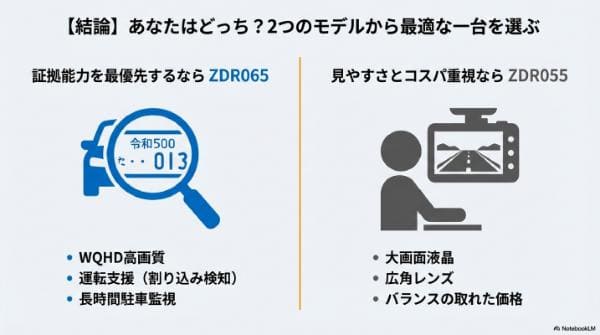 【結論】違いから決める!ZDR065とZDR055あなたにおすすめなのはどっち?