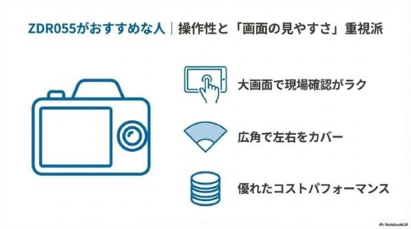 ZDR055がおすすめな人|操作性と「画面の見やすさ」重視派