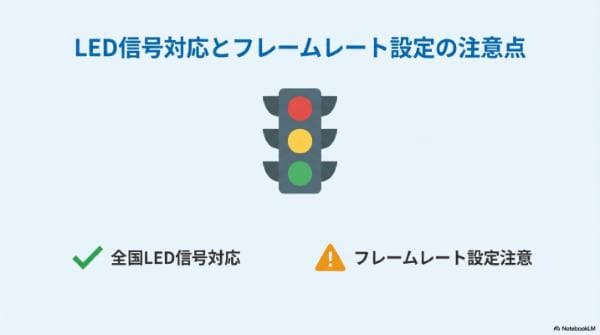 LED信号対応とフレームレート設定の注意点