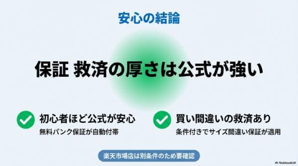 安心の結論｜保証・救済の厚さは公式が強い