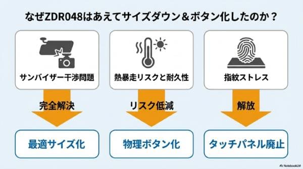 なぜZDR048はあえてサイズダウン＆ボタン化したのか？