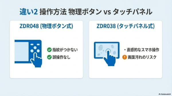 【違い2】操作方法｜物理ボタン vs タッチパネル