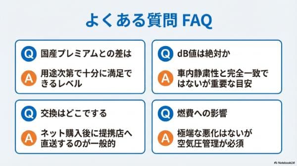 安くて静かなアジアンタイヤのよくある質問（FAQ）