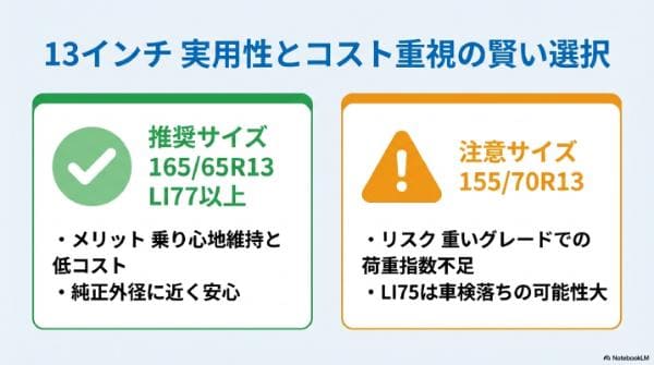 【13インチ】実用性と低コストで車検対応だた注意も必要