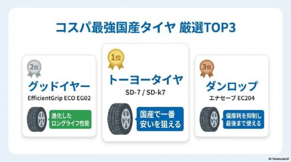 【コスパ最強国産タイヤ】安くて長持ちするおすすめメーカー&銘柄ランキングTOP3
