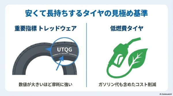 安くて長持ちするタイヤの見極め基準(トレッドウェア他)
