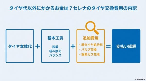 タイヤ代以外にかかるお金は？セレナのタイヤ交換費用の内訳