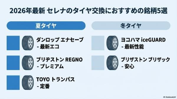 【2026年最新】セレナのタイヤ交換におすすめの銘柄5選