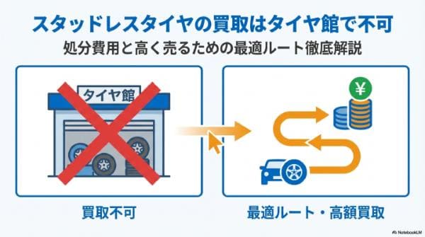 スタッドレスタイヤの買取はタイヤ館で不可！処分費用と高く売るコツ