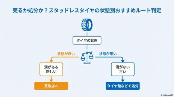 売るか処分か？スタッドレスタイヤの状態別おすすめルート判定