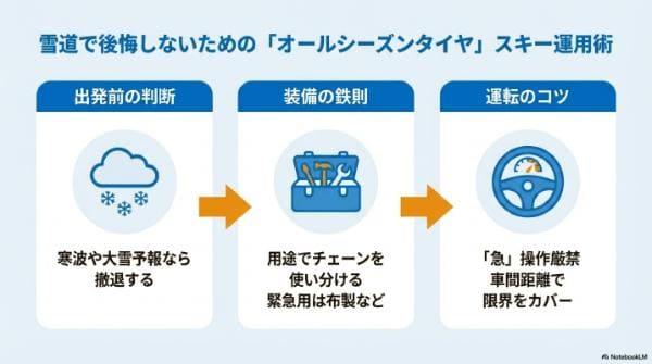 雪道で後悔しないための「オールシーズンタイヤ」スキー運用術