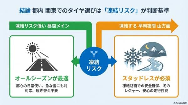 結論｜都内・関東でオールシーズンタイヤは凍結リスクの有無で選ぶのが正解