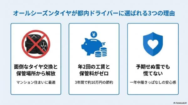 オールシーズンタイヤが都内ドライバーに選ばれる3つの理由