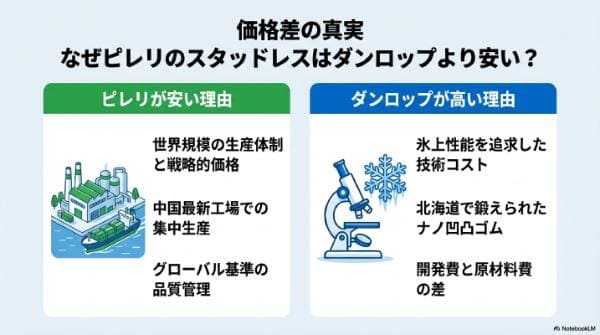 価格差の真実｜なぜピレリのスタッドレスはダンロップより安い？