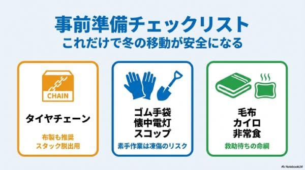 事前準備チェックリスト｜これだけで冬の移動が安全になる