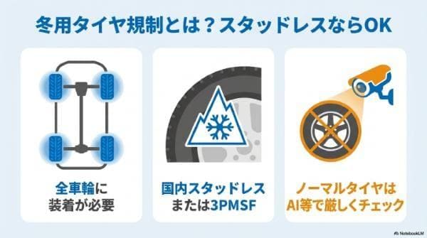 冬用タイヤ規制とは？｜スタッドレスならOK