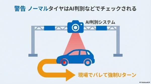 【警告】ノーマルタイヤはAI判別などでチェックされる